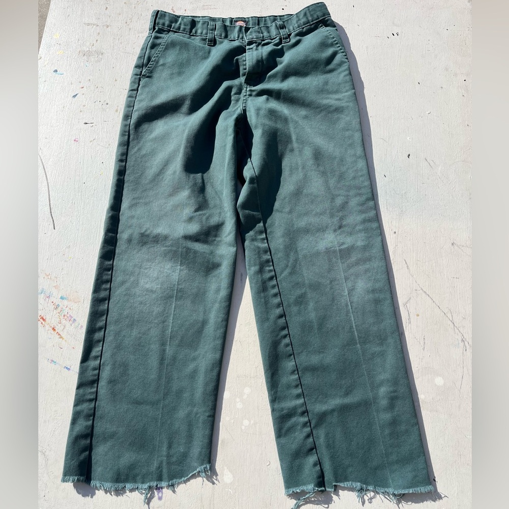 Girl's Dickies Pants Green Solid 14‎ Workwear Street Skateboard Retro Distressed